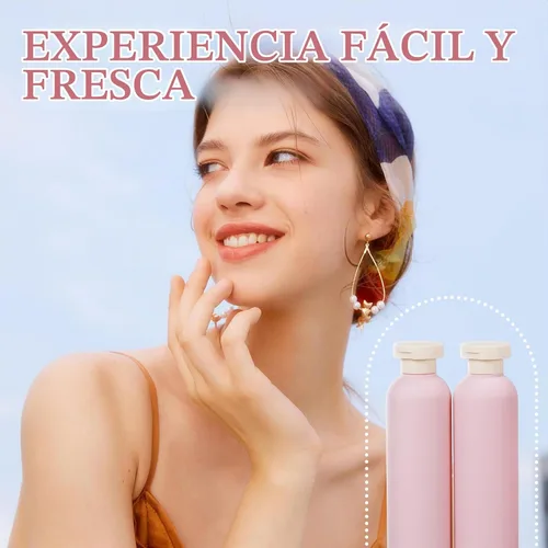 Vista 4 de ASEVAT Botellas de champú y acondicionador de viaje recargables de plástico de 10 onzas, 3 unidades, botella de viaje recargable con tapa abatible