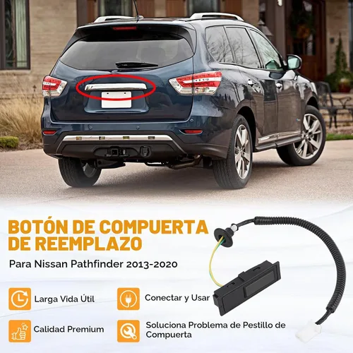 Vista 2 de Yinlowa 25380-3JA0B - Botón de maletero para Nissan Pathfinder 2013-2020 Interruptor de liberación de puerta trasera exterior para modelos
