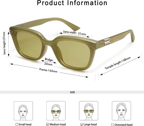Vista 5 de Appassal Gafas de sol rectangulares retro para mujer, gafas de sol de marco cuadrado de moda AP3642