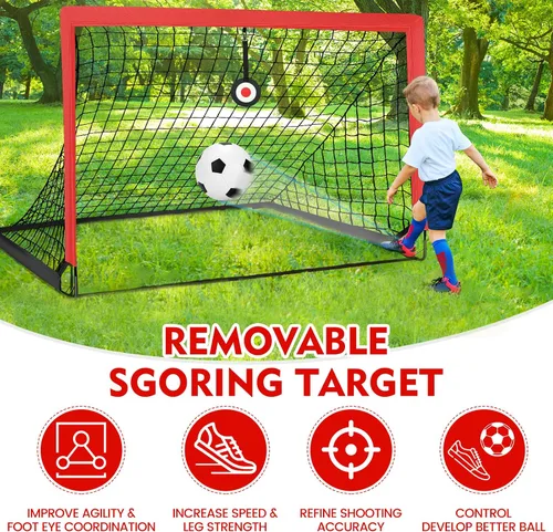 Vista 5 de EVERRUSH Redes de porterías de fútbol de 6 x 4 pies para patio trasero, playa, equipo de entrenamiento de fútbol, red portátil con pelota y conos