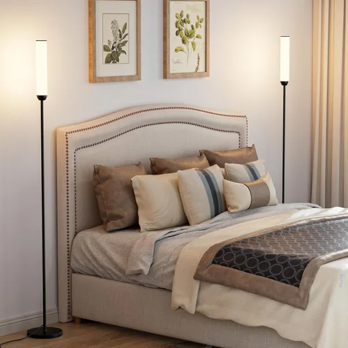 Vista 5 de Juego de 2 lámparas LED de pie con mando a distancia, interruptor de pie, color negro Stepless Adjustable 3000K-6500K Colors,30-100%