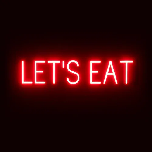 Vista 36 de SpellBrite Letrero EAT Letrero de neón para comer con luz LED azul, 13.1 x 6.3 pulgadas