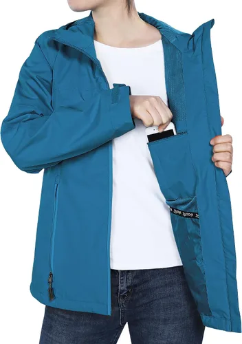 Vista 6 de 33,000FT - Chaqueta de lluvia enrollable para mujer, ligera, impermeable, rompevientos y con capucha para ciclismo