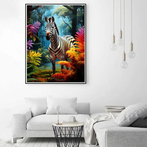 Vista 4 de Zariocy Kits de arte de diamantes 5D para adultos, cebra, pintura de bricolaje con arte de diamantes, arte redondo de diamante, pinturas