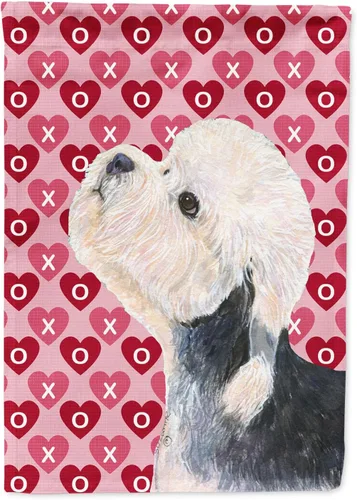 Vista 354 de Caroline's Treasures SS4484GF Bandera de jardín con diseño de bulldog inglés y corazones para el Día de San Valentín, bandera decorativa para patio