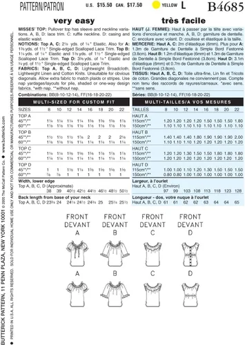 Vista 2 de BUTTERICK PATTERNS B4685 - Camiseta para mujer, talla FF (16-18-20-22)