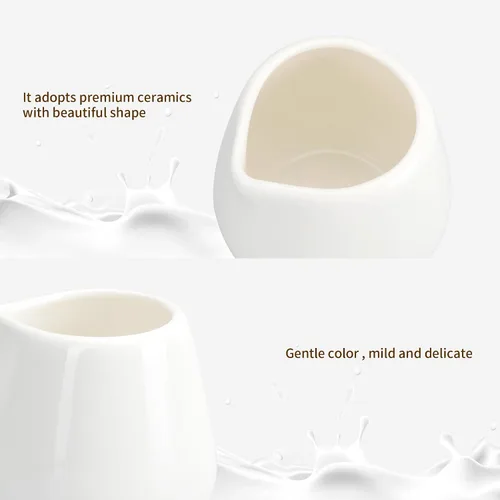 Vista 3 de 12 mini crema de cerámica, jarra pequeña de crema de porcelana de 3 onzas, jarra pequeña de jarabe, jarra de crema de café, dispensador de crema