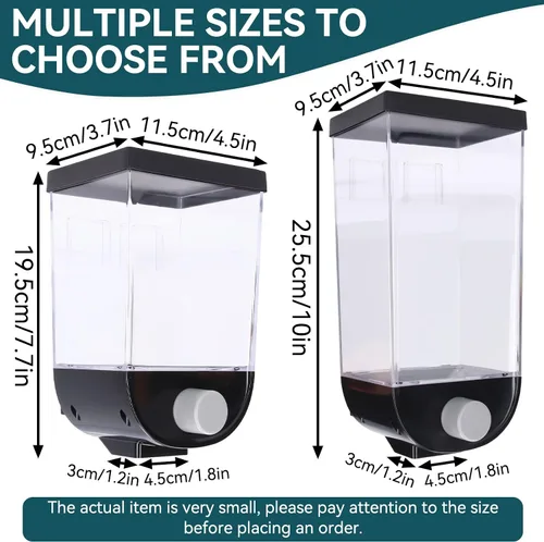 Vista 3 de Cyrank Dispensador de arroz, dispensador de cuentas de lavandería para colgar en la pared, contenedor de almacenamiento de alimentos secos