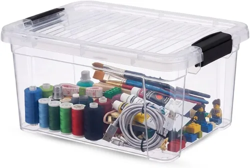 Vista 20 de Superio Mini contenedor de almacenamiento de plástico para crayón, suministros de arte y estuche de costura, organizador pequeño apilable