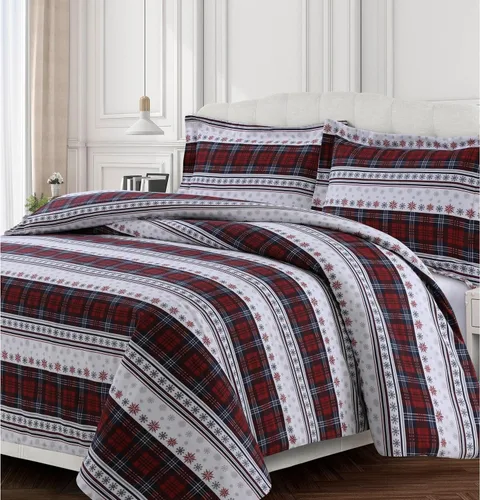Vista 3 de Tribeca Living ST170DSQUBG - Juego de edredón de franela de gran tamaño, tamaño Queen, negro/gris