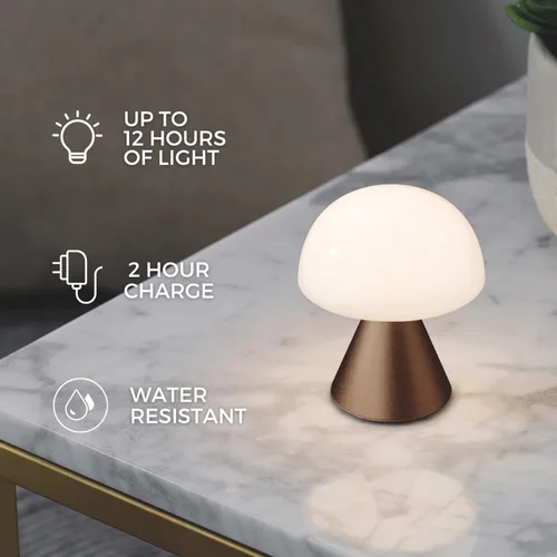 Vista 4 de Lexon Mina - Lámpara de Hongo Pequeña – Luz LED Portátil de Mesita de Noche para Dormitorios, Niños y Guardería – Recargable con 12h de Autonomía