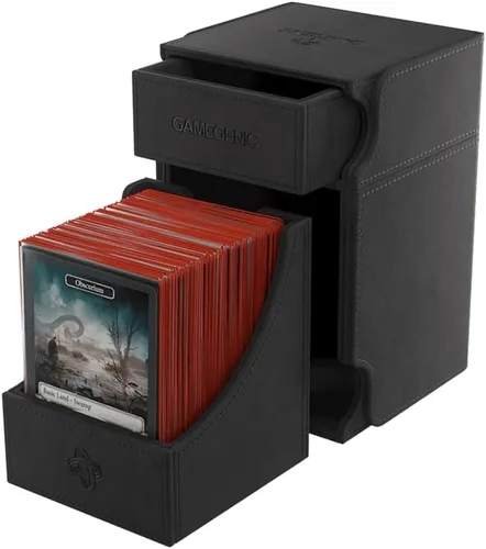 Vista 3 de Watchtower 100+ XL Caja de Cartas Convertible - Almacenamiento de Cartas con Doble Funda - Protector de Juego de Cartas - Superficie Nexofyber Negro