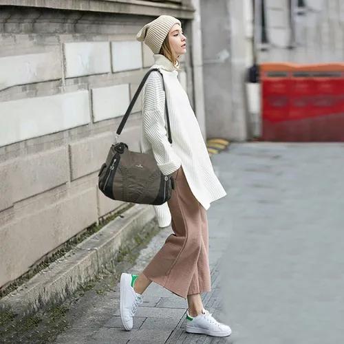 Vista 2 de Monederos y bolsos de mano de moda para mujer, bolsos de hombro con asa superior, bolsos de cuero sintético