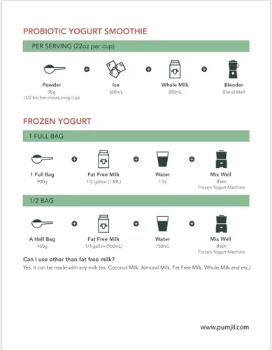 Vista 2 de Pumjil Mezcla de helado, mezcla de helado suave probiótico, ideal para yogur congelado y batidos, 55 porciones por caja, mezcla suave para servir