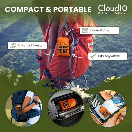 Vista 7 de CloudTen Emergency Tent: Lightweight 2 Person Survival Tent with Multi-Function Paracord Bracelets - Essential Survival Gear & Bug Out Bag Items for