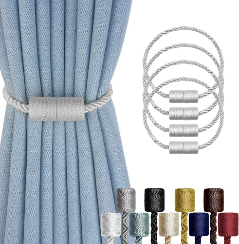 Vista 9 de Paquete de 2 alzapaños magnéticos fuertes para cortinas para exteriores, alzapaños decorativos modernos, hechos a mano, sujetadores decorativos