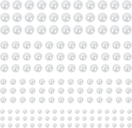 Vista 8 de Más de 2000 calcomanías de perlas autoadhesivas de 0.118 in, 0.157 in, 0.197 in, 0.236 in (blanco roto)