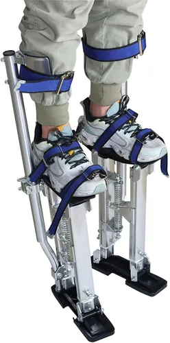 Vista 6 de findmall 18-30 Pulgadas Drywall Stilts Grade Ajustable Aluminio Herramienta Stilt para Pintura o Limpieza - Plata