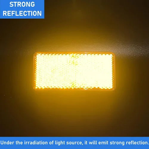 Vista 2 de Reflector autoadhesivo rectángulo de 3.701 x 1.732 in de seguridad impermeable para árboles de buzón de entrada – 10 piezas de plástico naranja