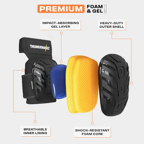 Vista 4 de Rodilleras Thunderbolt para Hombres de Construcción, Rodilleras de Trabajo para Hombres y Mujeres con Doble Gel para Jardinería, Colocación