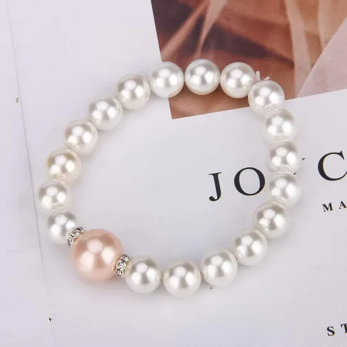 Vista 5 de Pink White Shell Pearl Handmade Earrings Necklace Bracelet Jewelry Set for Women