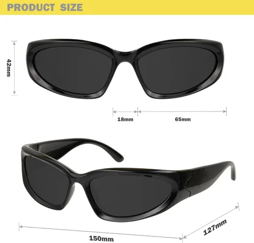 Vista 6 de mosanana Gafas de sol polarizadas redondas envolventes para mujeres y hombres, modelo NEO