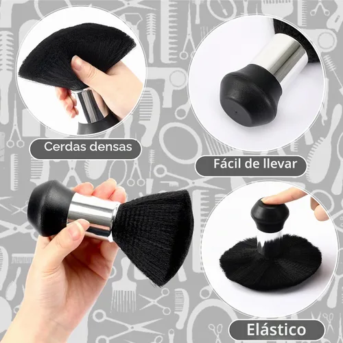 Vista 4 de FEBSNOW Kit de capa de corte de pelo, capa de peluquería profesional con cepillo para plumero Polyester Fabric, 47x55 inches, Adjustable Snap