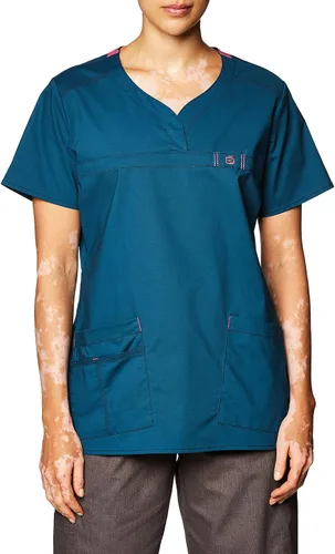Vista 15 de Wink WonderFLEX Patience - Women's Curved Notch Neck Scrub Top Aguamarina