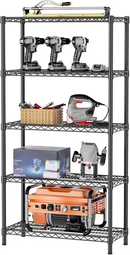 Vista 17 de SINGAYE Estantería de alambre para armario: unidad de metal ajustable para organización de lavandería, baño, cocina, hogar, almacenamiento