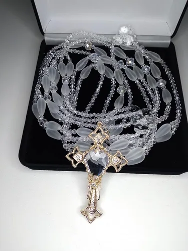 Vista 6 de Lazo de boda/Lazo de Matriminio/Lasso Para Boda/Lazo de cristal mate en forma de gota con cristal natural Lazo sin imagenes y cruz con cristal sin