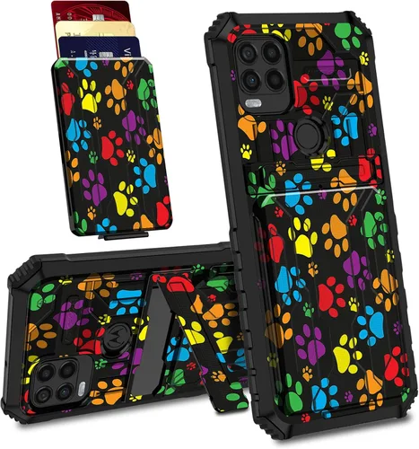 Vista 17 de Funda para Motorola Moto G Stylus 5G con ranura desmontable para tarjetero, soporte de doble capa, resistente a prueba de golpes, funda oculta