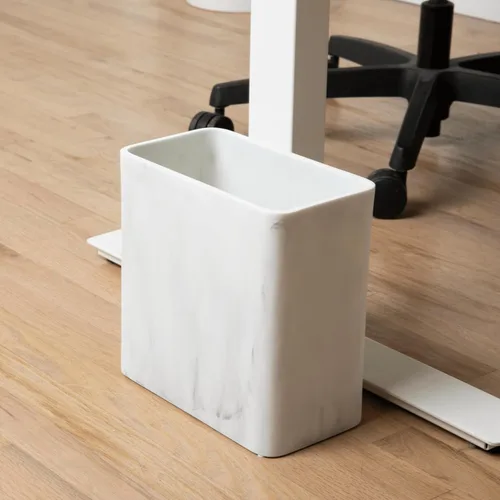 Vista 2 de Essentra Home Papelera rectangular de mármol para oficina en casa, dormitorio, baño, cocina, 2.4 galones, capacidad de 9 litros, cabe en espacios