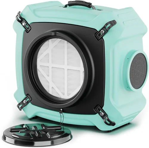 Vista 10 de ALORAIR Depurador de aire con filtración de 3 etapas, máquina de aire negativo apilable para uso industrial y comercial, filtro de aire resistente