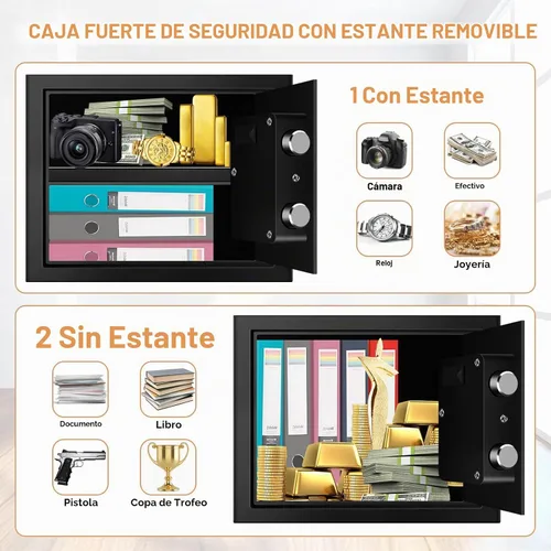 Vista 3 de Caja de seguridad de 1.2 pies cúbicos ignífuga e impermeable para el hogar, cajas de seguridad a prueba de fuego con teclado digital, llaves