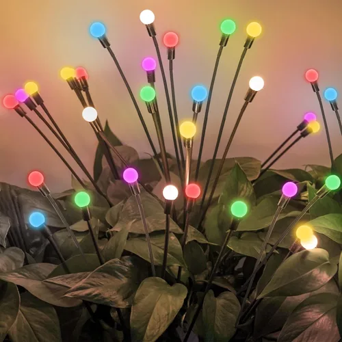 Vista 12 de OZS 4 Pack Total 32 Luces LED Solar de Jardín de Hadas al Aire Libre - Luces Solares de Luciérnagas al Aire Libre, Se Balancean con el Viento Blanco