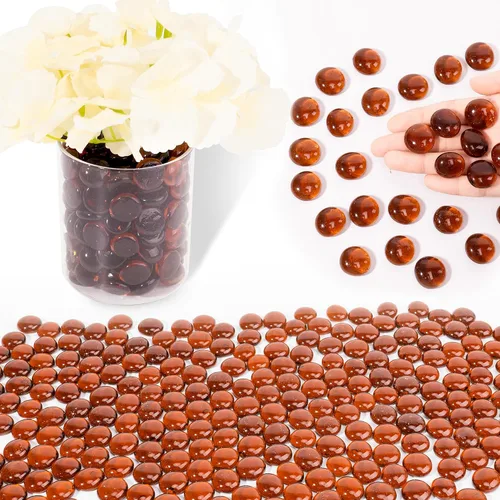 Vista 14 de Cuentas de vidrio para jarrones, cuentas decorativas de 0.97 libras, canicas planas para soporte de flores, manualidades, piedras de Mancala Blanco