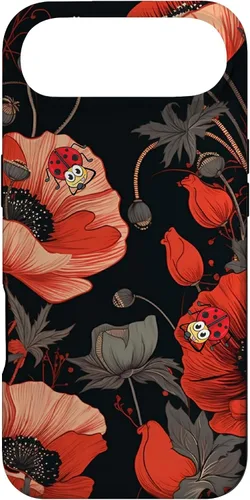 Vista 27 de Poppy Flower Ladybug Red & Black Pattern Case for iPhone 17