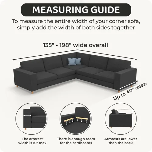 Vista 4 de PAULATO BY GA.I.CO. Funda para sofá modular de esquina, funda de sofá extragrande en forma de L, fundas de sofá impresas lavables, protector de Gris