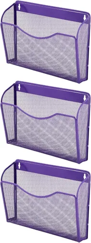 Vista 13 de EASEPRES Organizador de archivos colgante de malla de un solo bolsillo, soporte vertical para archivador de revistas, cesta de montaje, carpeta
