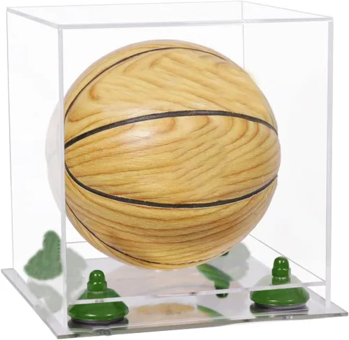 Vista 143 de Better Display Cases Mini acrílico - Miniatura (no tamaño completo) Baloncesto vitrina con elevadores negros y espejo (A015-BR)