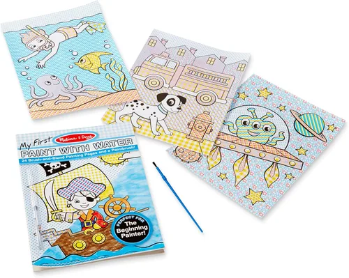 Vista 6 de Melissa & Doug My First Paint With Water - Bloc de arte para niños con pincel, piratas, espacio, construcción y más