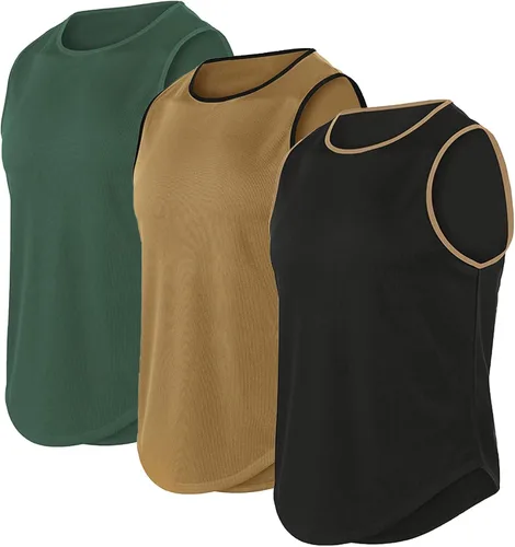 Vista 5 de Camiseta sin mangas para hombre, de secado rápido, para gimnasio, ligera, transpirable, para entrenamiento, fisicoculturismo, fitness