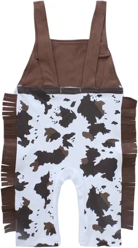 Vista 2 de iEFiEL Disfraz de Halloween Western Cowboy Baby Boys Mameluco general con bufanda y sombrero
