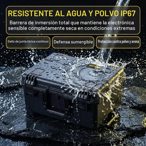 Vista 5 de MEIJIA - Funda rígida impermeable para cámara de alta calidad, funda protectora rígida con espuma de ajuste personalizable y ruedas, protección