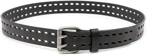 Vista 5 de BG247 Cinturón casual de cuero hecho a mano para hombre con hebilla de doble punta Negro