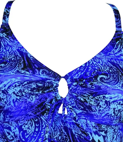 Vista 5 de Firpearl - Traje de baño tipo tankini, holgado, para mujer, con espalda cruzada, talla extra-grande.