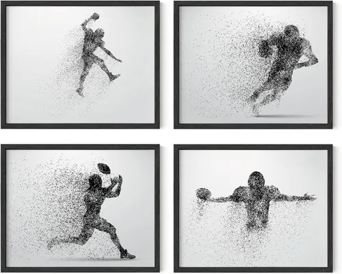 Vista 20 de Impresiones artísticas de fútbol americano para pared, juego de 5 (8x10) carteles de fútbol americano sin marco, decoración de sala de fútbol Niños