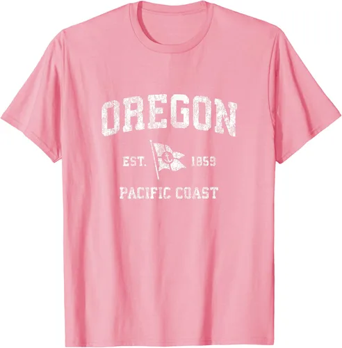 Vista 87 de Oregon Vintage barco ancla bandera diseño de West Coast Retro Tee, hombre S, Arándano