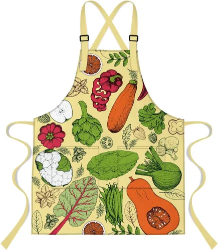 Vista 7 de Vegetable Apron,with 2 Pockets and Adjustable Shoulder Straps 33.4x27.5 In Azul