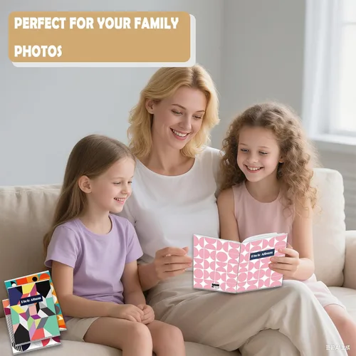 Vista 2 de Álbum de fotos pequeño de 4 x 6 para fotos, juego de 8, capacidad para 36 fotos cada uno, capacidad de 288, 4 patrones, fundas flexibles extraíbles